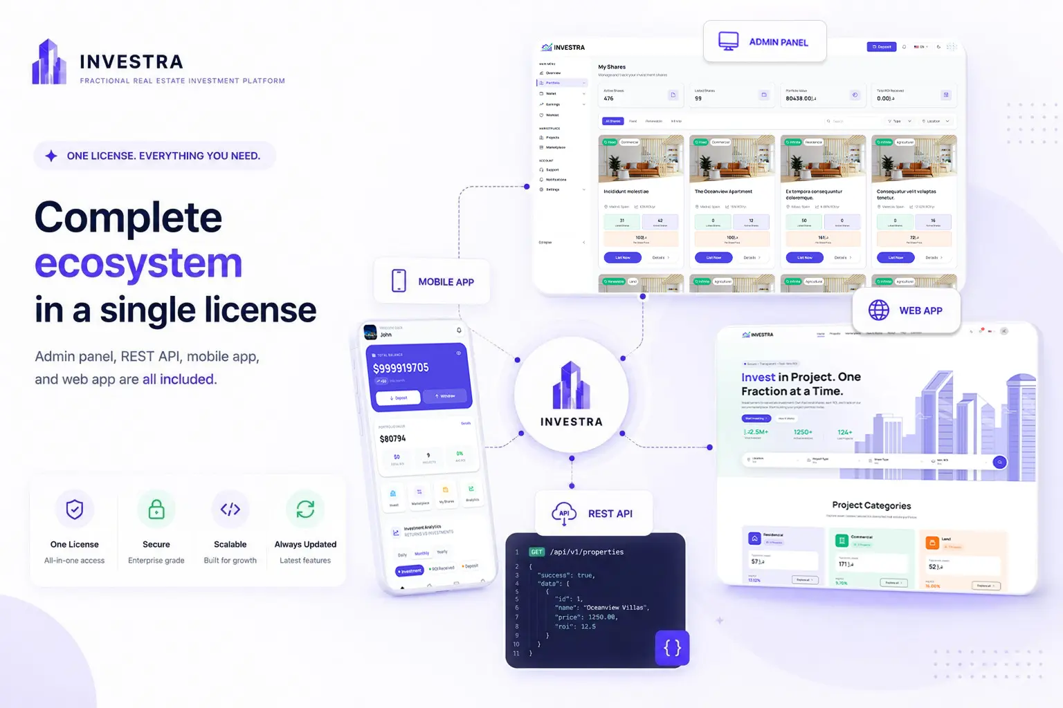 Investra - Fractional Real Estate Investment Platform with React Native App, Next.js Web & Laravel