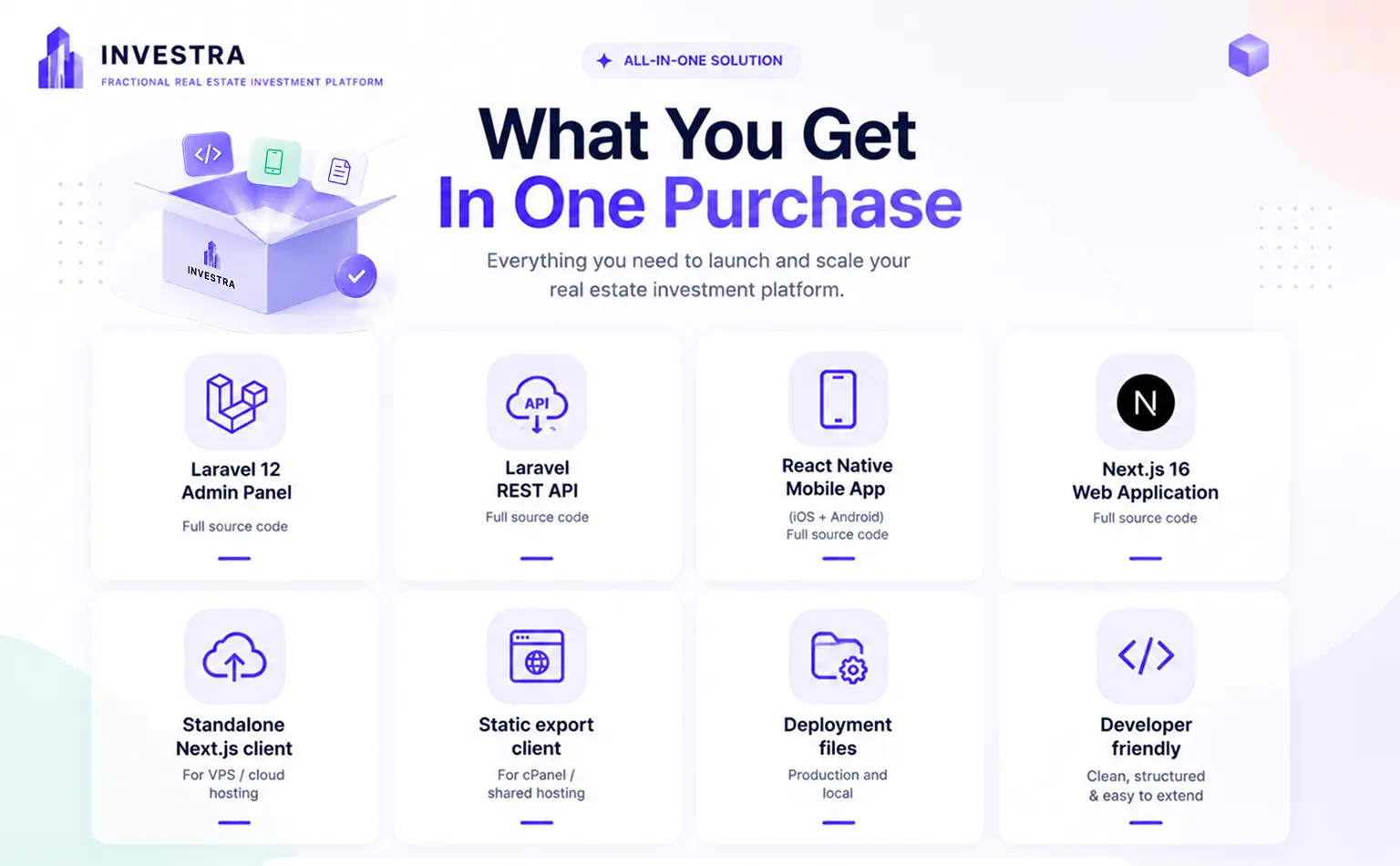 Investra - Fractional Real Estate Investment Platform with React Native App, Next.js Web & Laravel