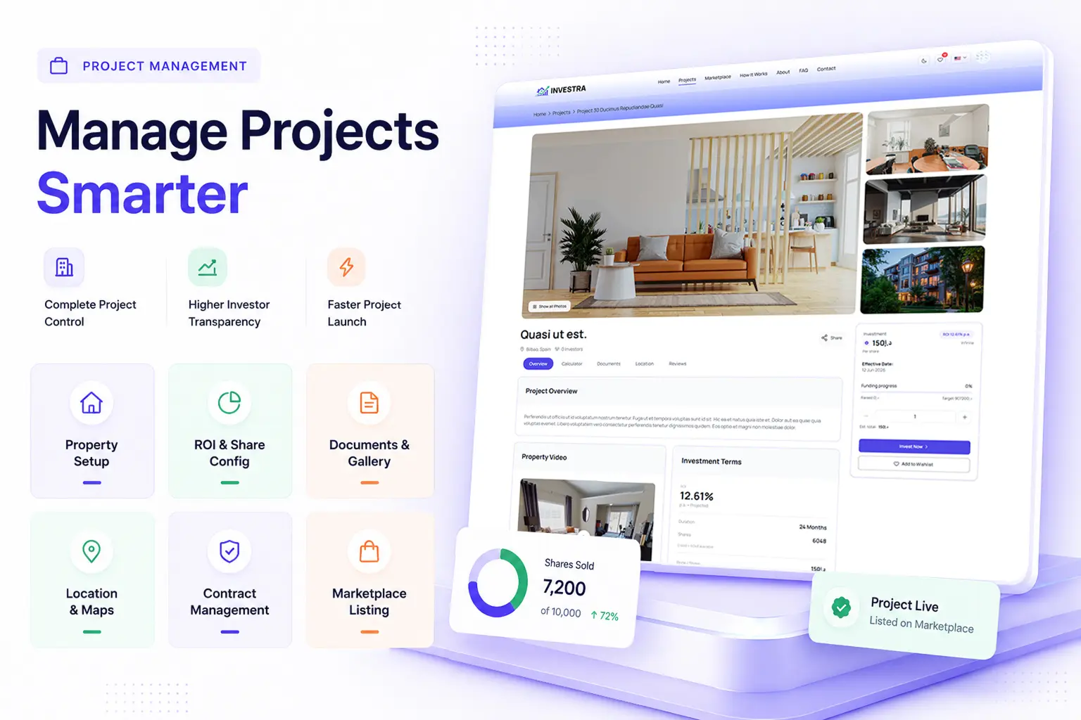 Investra - Fractional Real Estate Investment Platform with React Native App, Next.js Web & Laravel