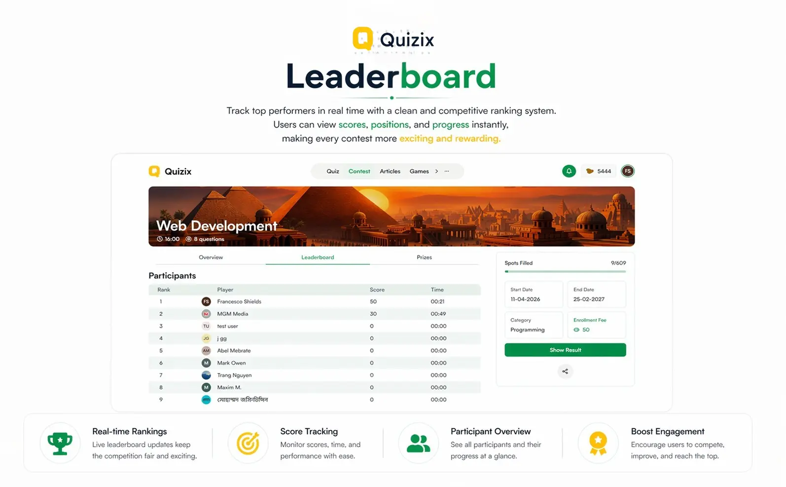 QuiziX – AI Quiz & Trivia Game | Laravel + Next.js Gamified Quiz Platform